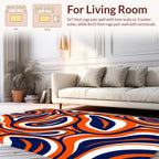 Bold Orange Navy Swirling Lines Rug