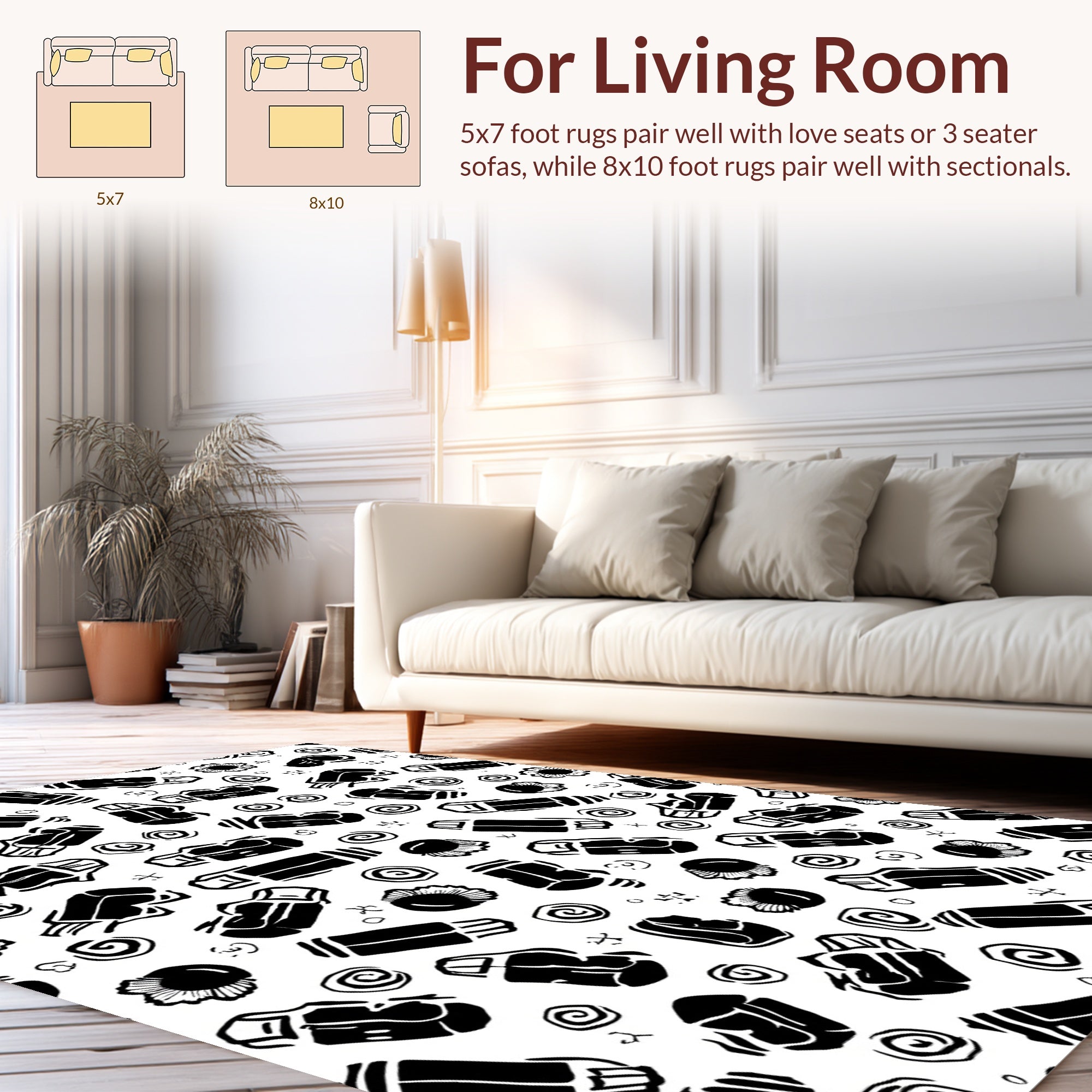 Scribbled Boxing Glove Flower Pattern Rug