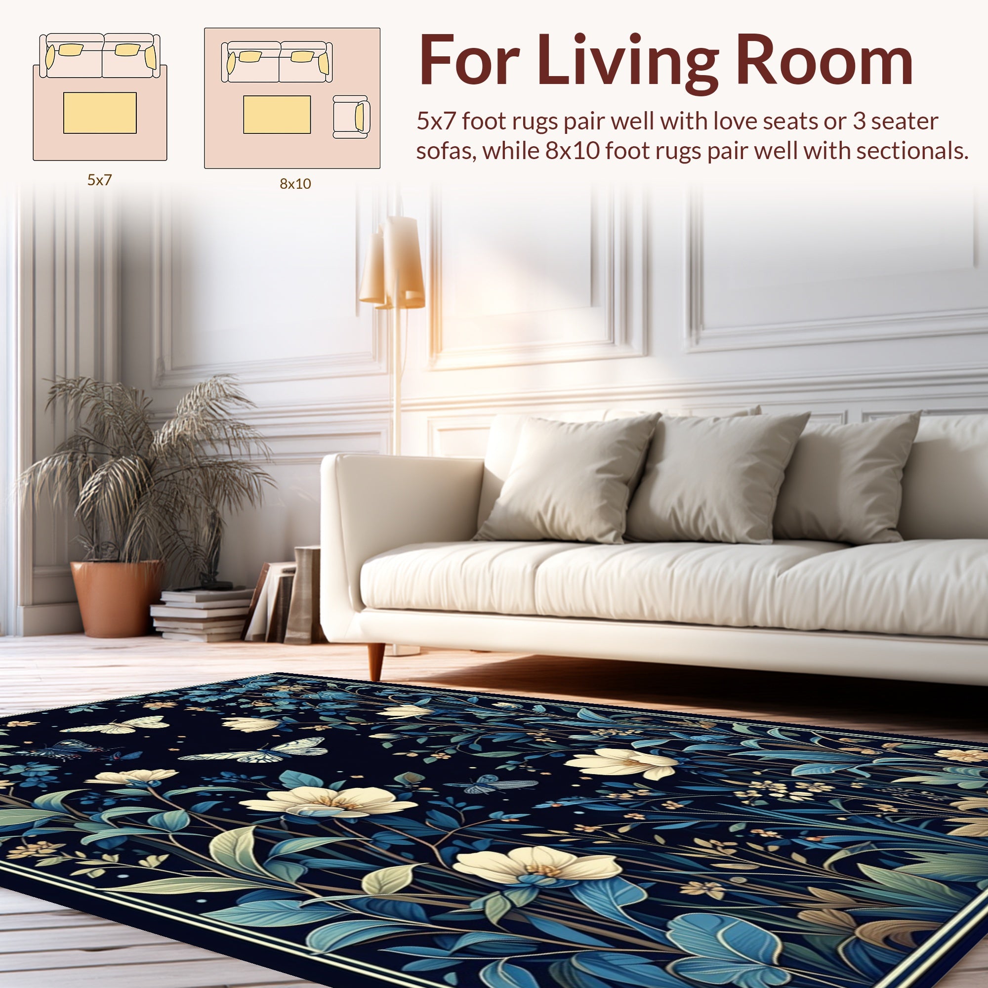 Midnight Garden Theme Butterflies Rug
