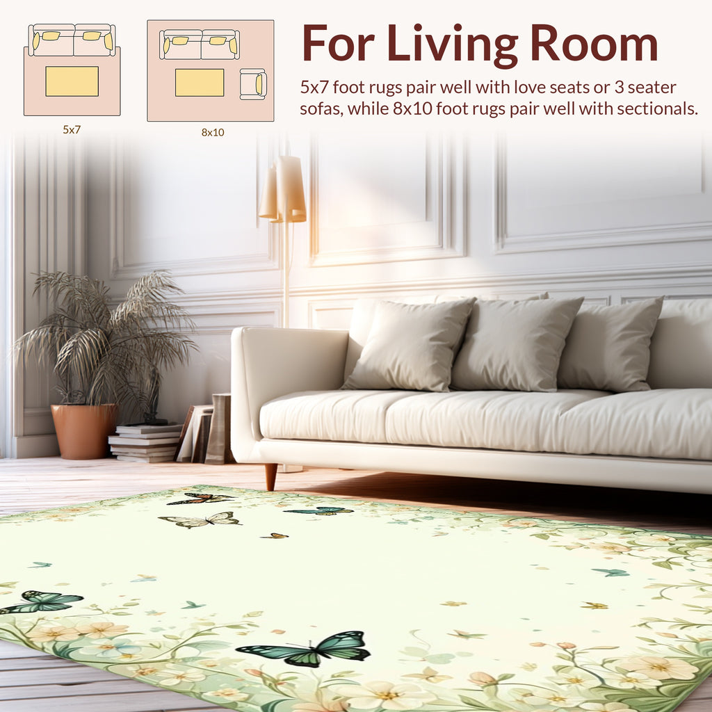 Nature Inspired Butterfly Floral Pattern Rug