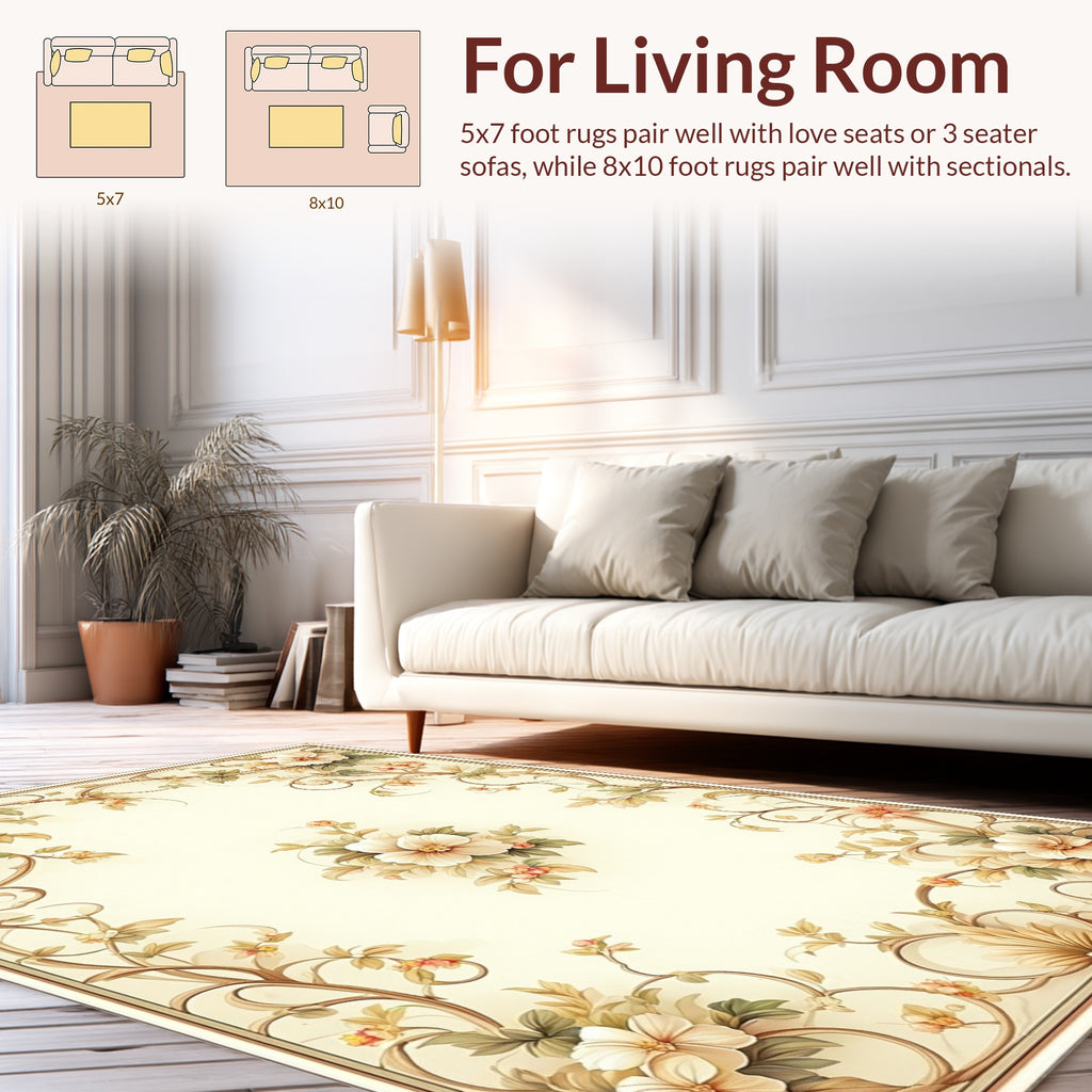 Vintage Floral Garden Vine Pattern Rug