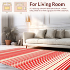 Classic Red And White Stripe Pattern Rug