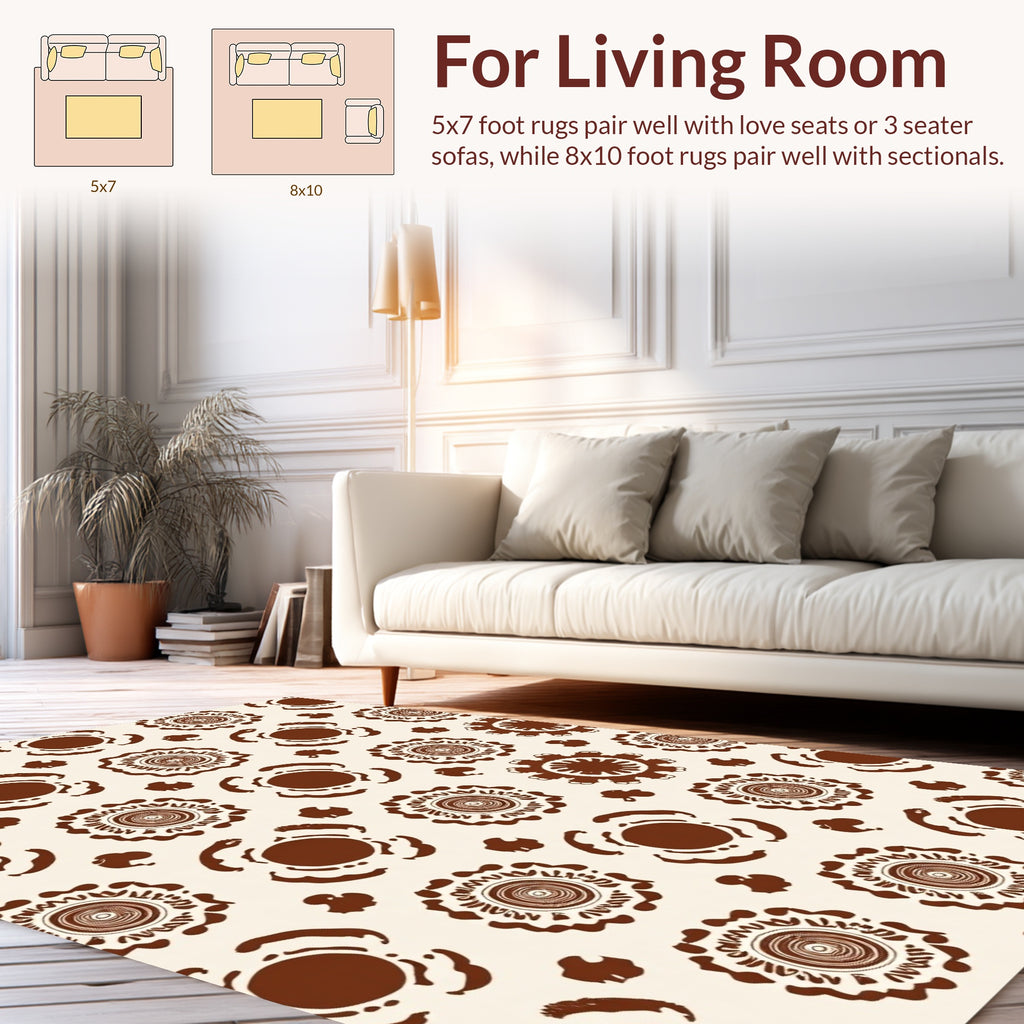 Retro Earthy Floral Pattern Rug