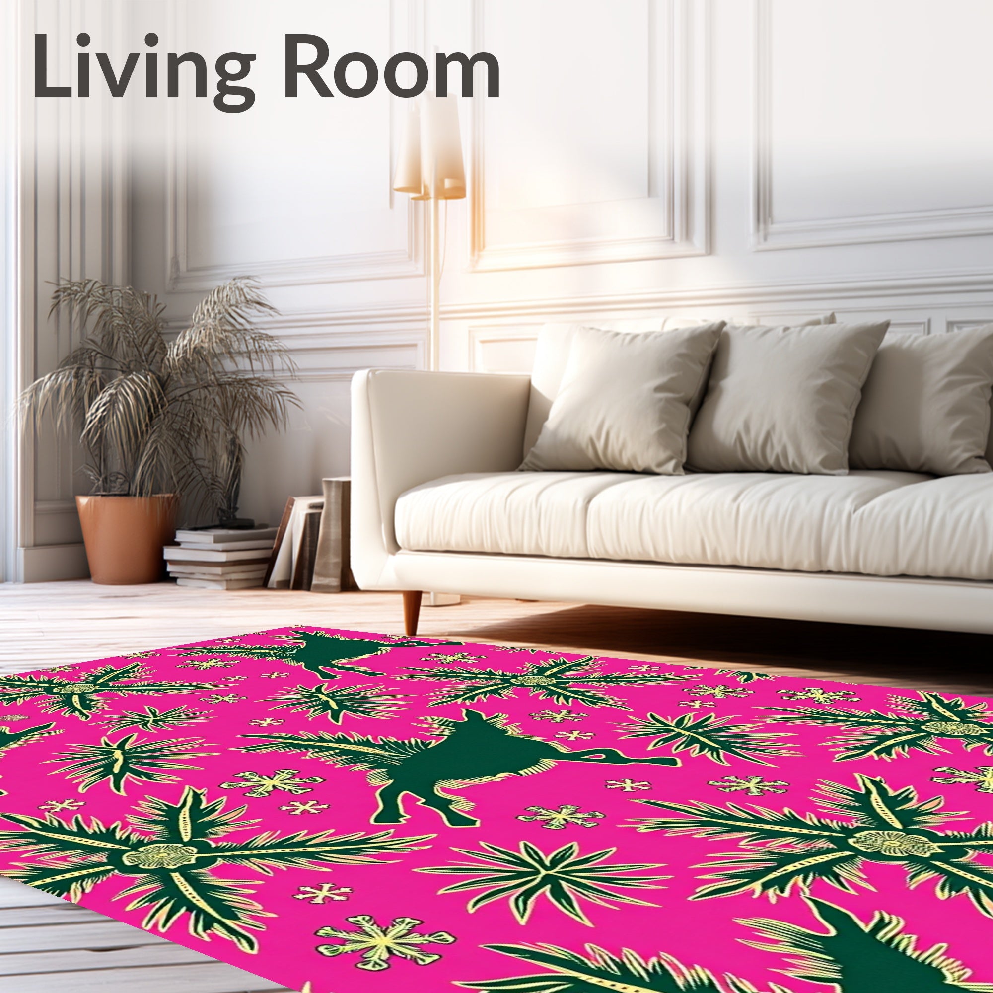 Flying Creatures Green Botanical Explosion Rug