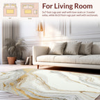 White and Gold Fluid Streaks Rug