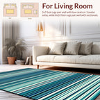 Ocean Blue Striped Modern Design Rug