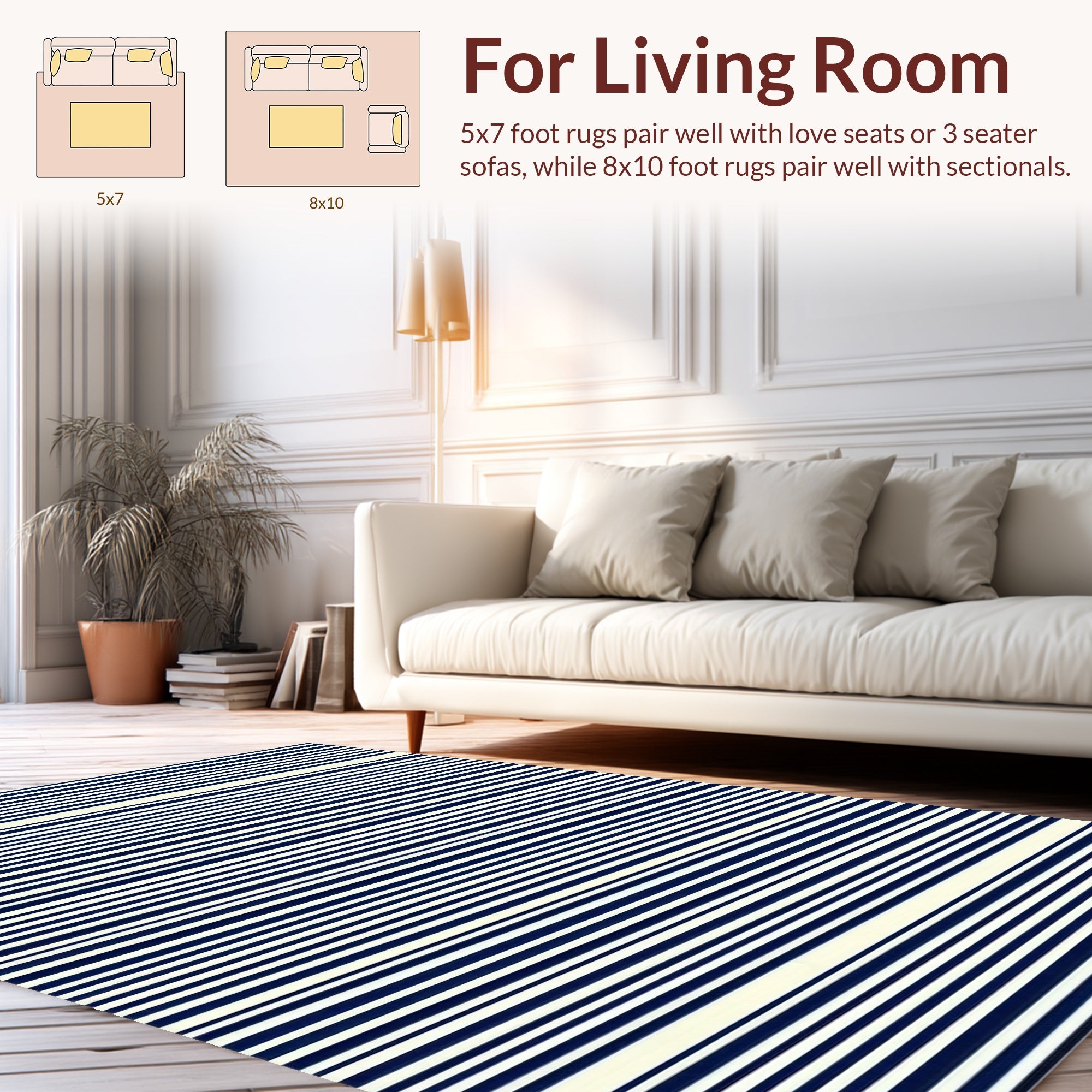Classic Horizontal Stripe Navy Rug