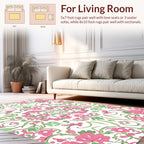 Pink Green Floral Symmetry Pattern Rug