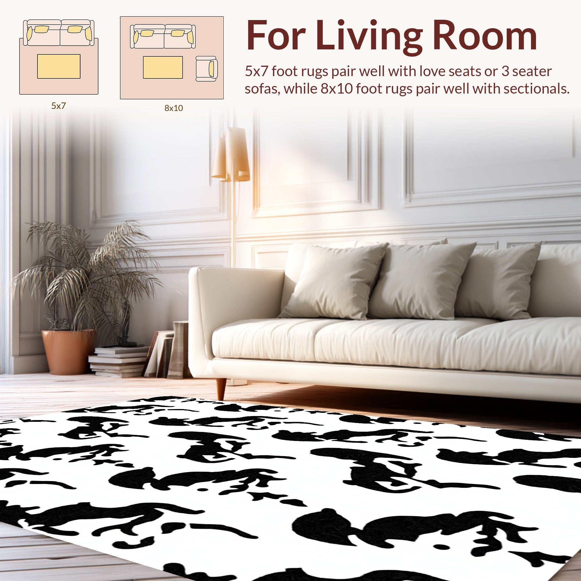 Black Abstract Silhouette Pattern Rug