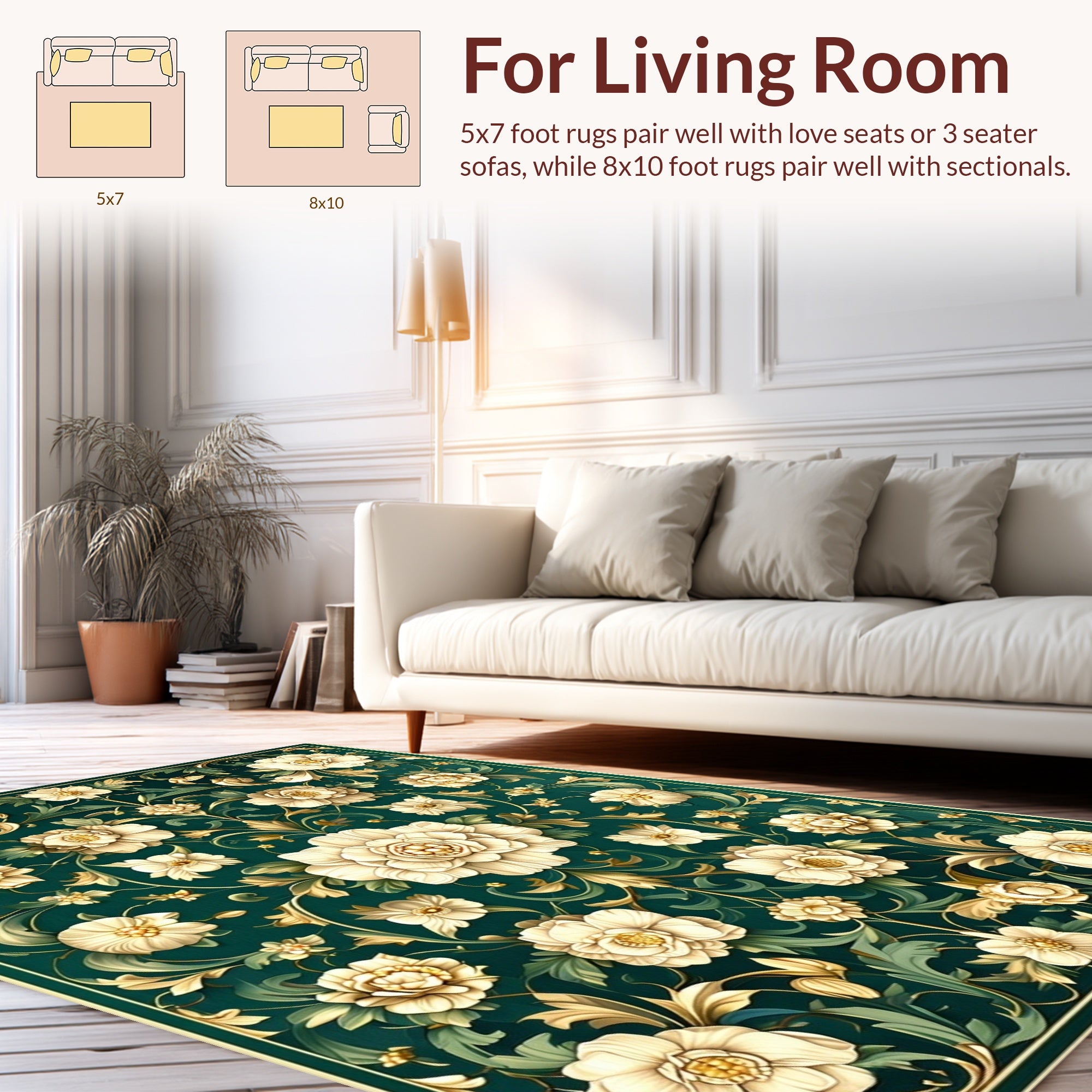 Ornate Floral Garden Pattern Rug