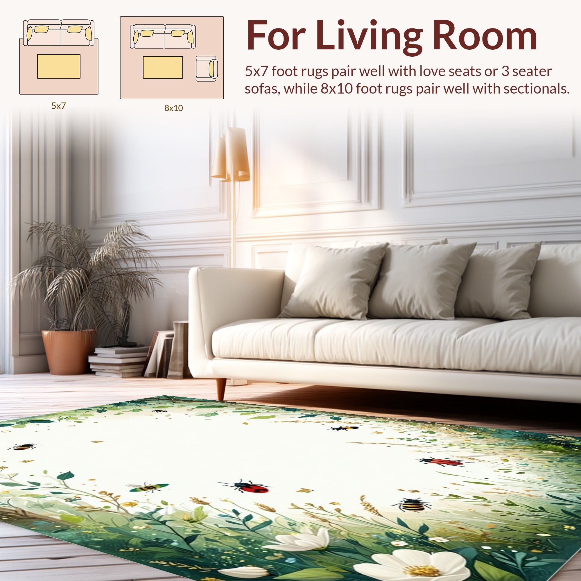 Whimsical Nature Insects And Flowers Rug