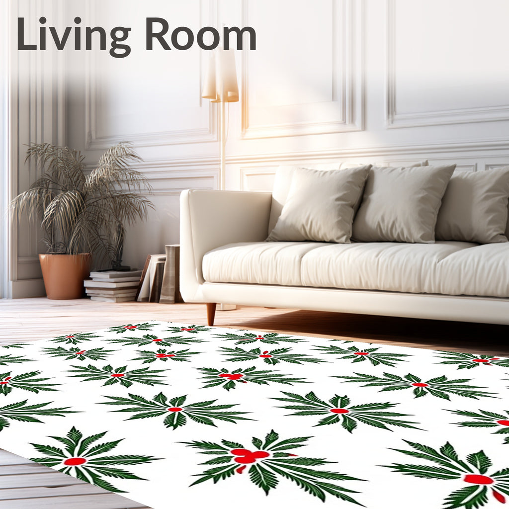 Christmas Holly Berry Foliage Rug