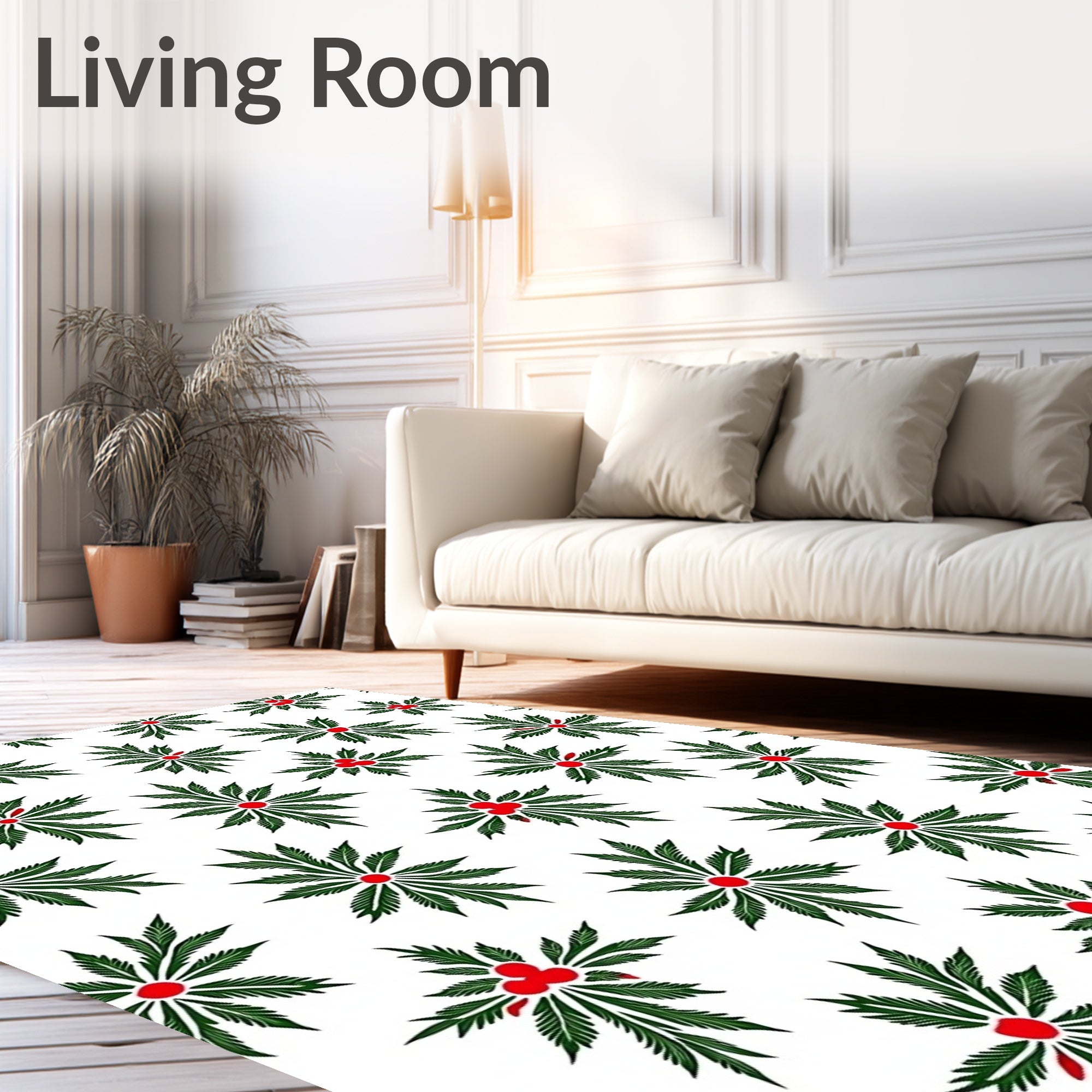Christmas Holly Berry Foliage Rug