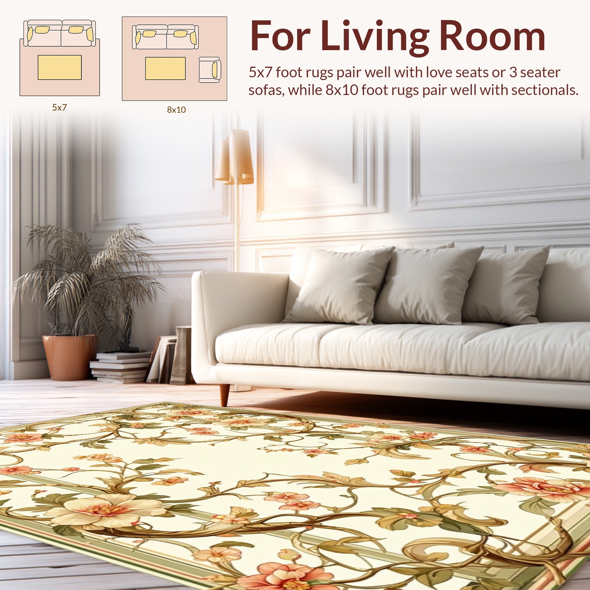 Vintage Floral Vine Swirl Design Rug