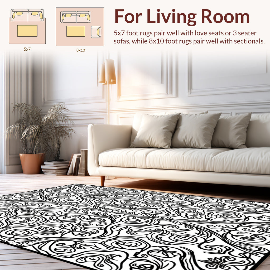 Ornate Floral Vine Pattern Rug