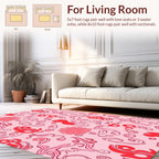 Whimsical Red Pink Swirl Abstract Rug