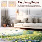 Meadow Butterflies Floral Landscape Art Rug