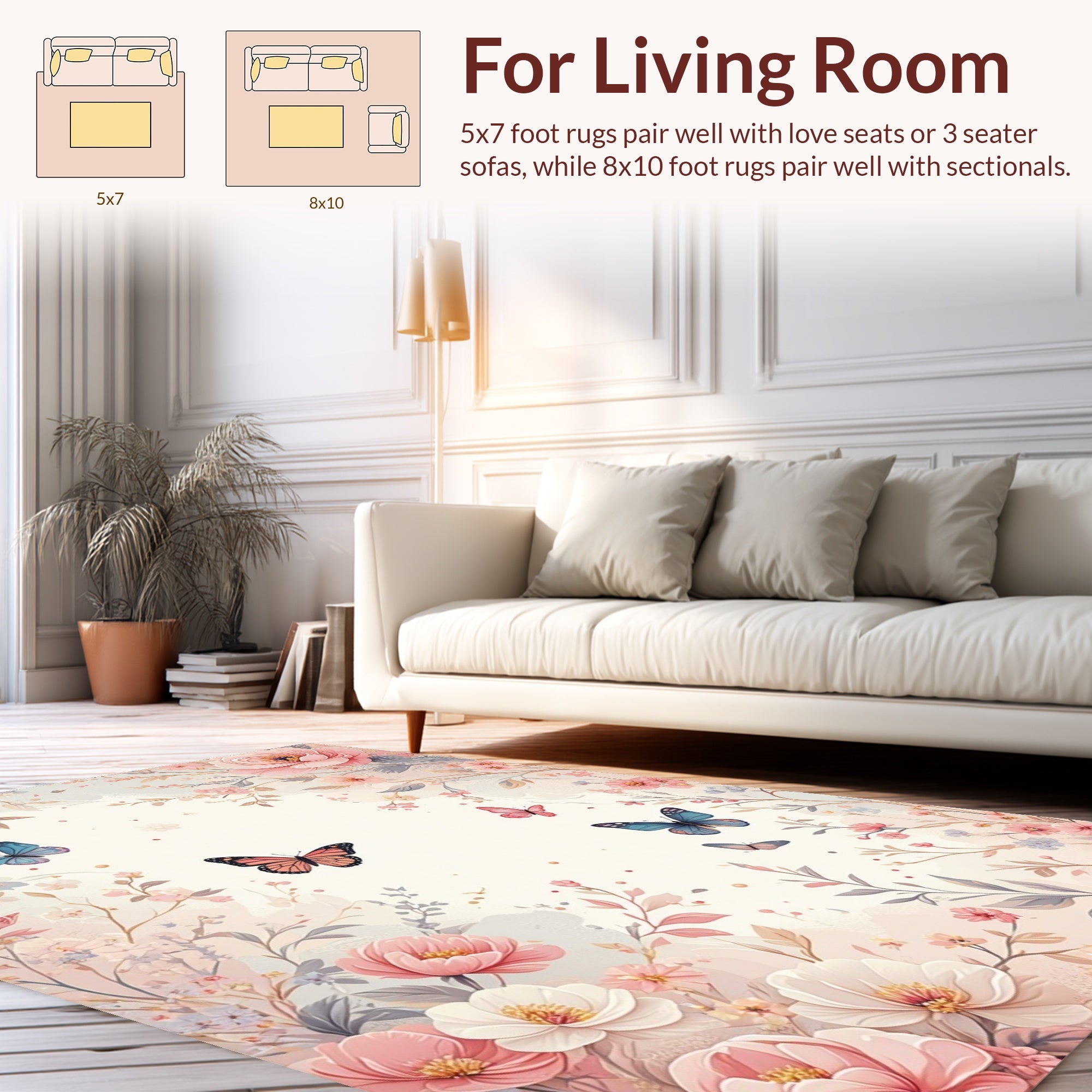 Floral Butterflies Delicate Dream Rug