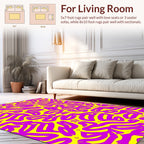 Vibrant Pink Purple Abstract Scribble Design Rug