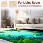 Lush Green Tropical Leaf Design Rug