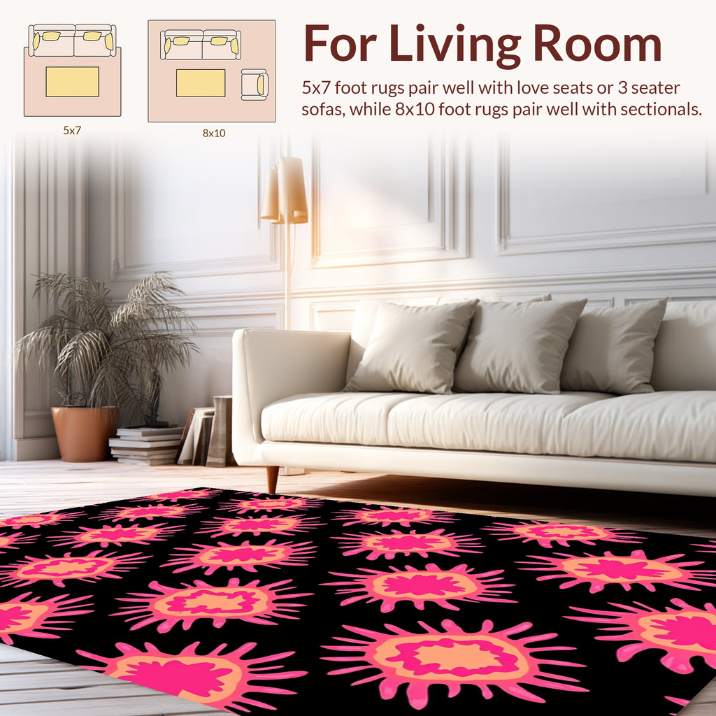 Vibrant Pink Starburst Pattern Rug