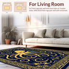 Navy Yellow Octopus Ornamental Pattern Rug