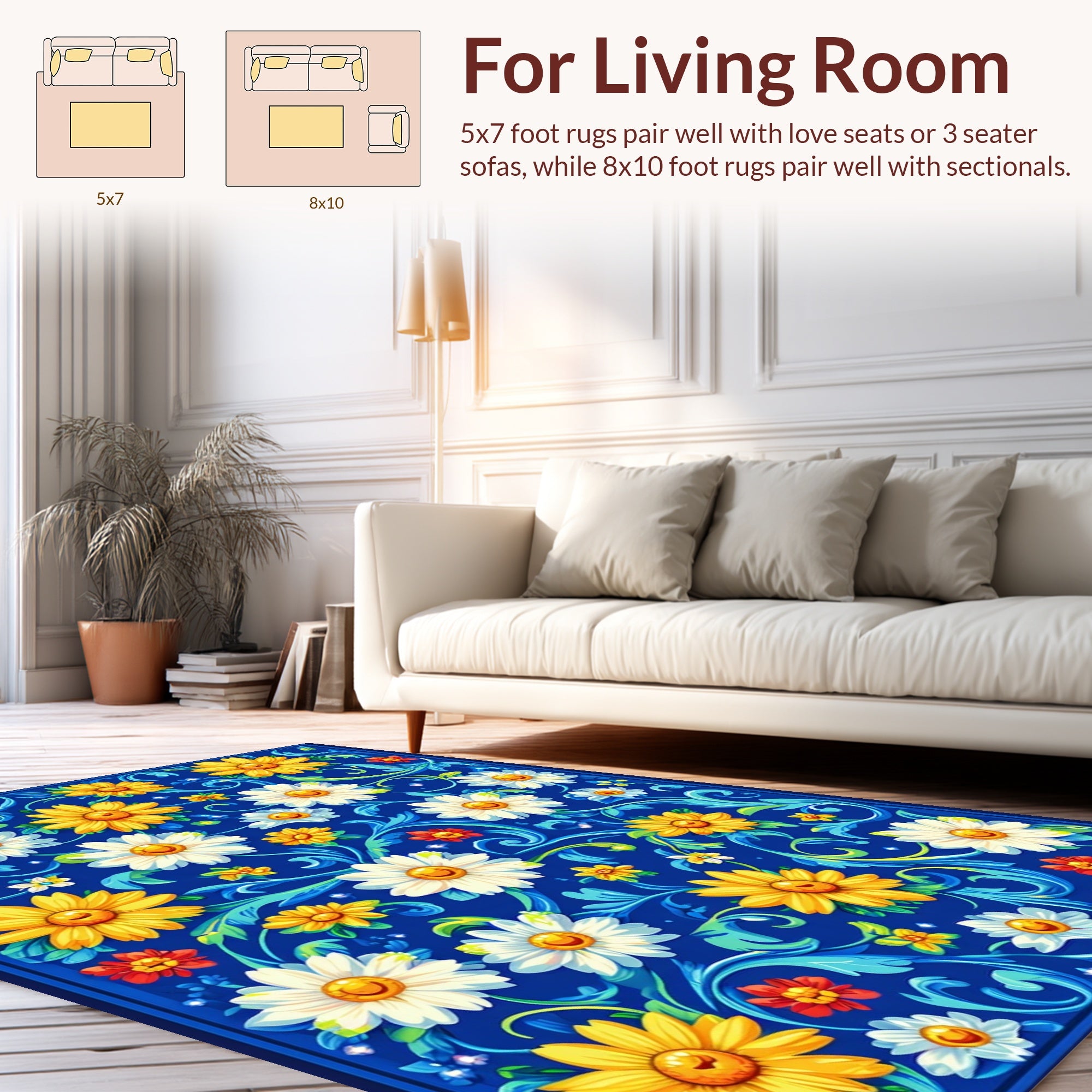 Charming Floral Scroll Pattern Rug