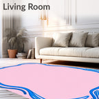 Flowing Cobalt Blue Swirl Border Rug