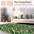 Art Deco Geometric Emerald Floral Pattern Rug