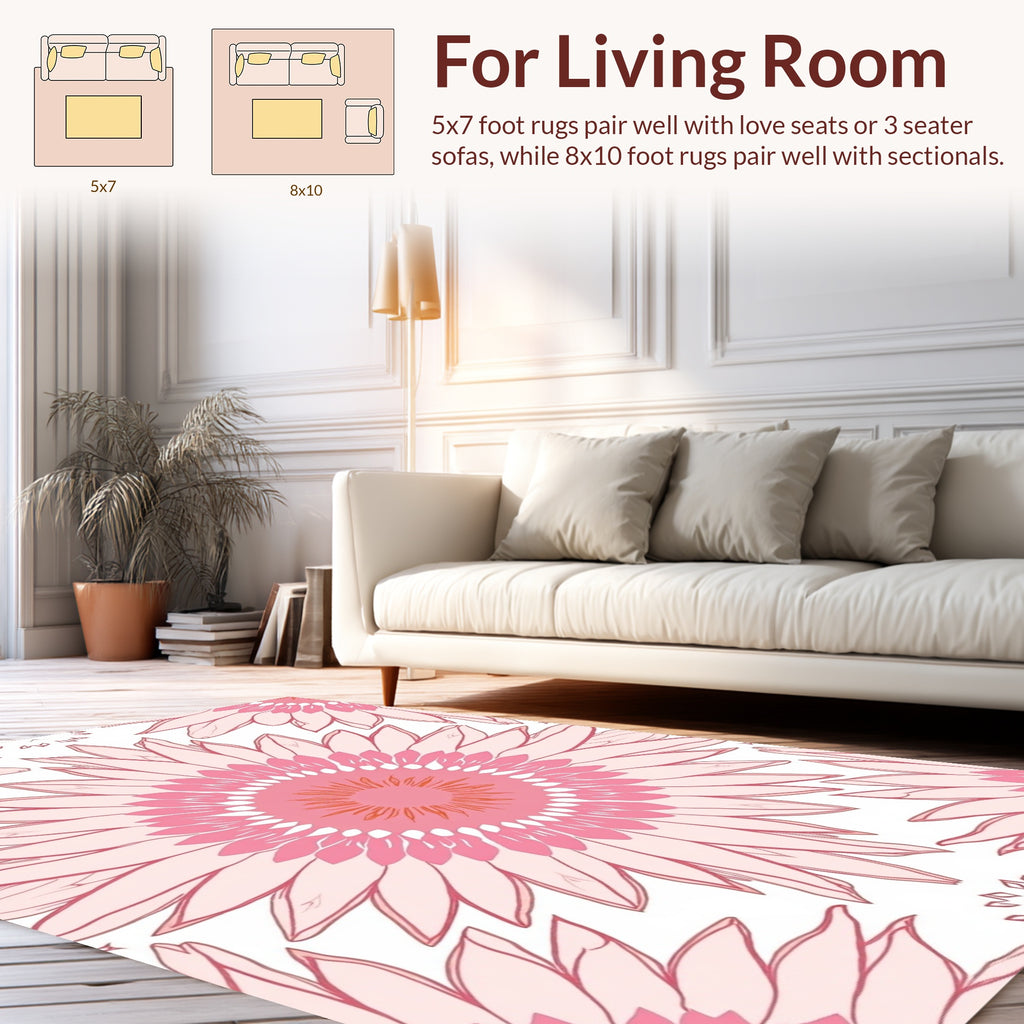Pink Floral Mandala Pattern Rug