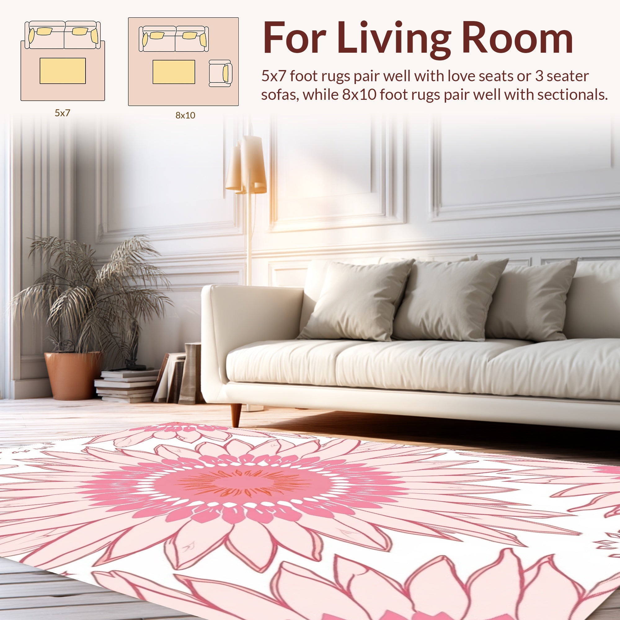 Pink Floral Mandala Pattern Rug