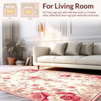 Floral Vines Patterned Cream Rug
