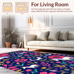 Vibrant Unicorn Floral Print Rug