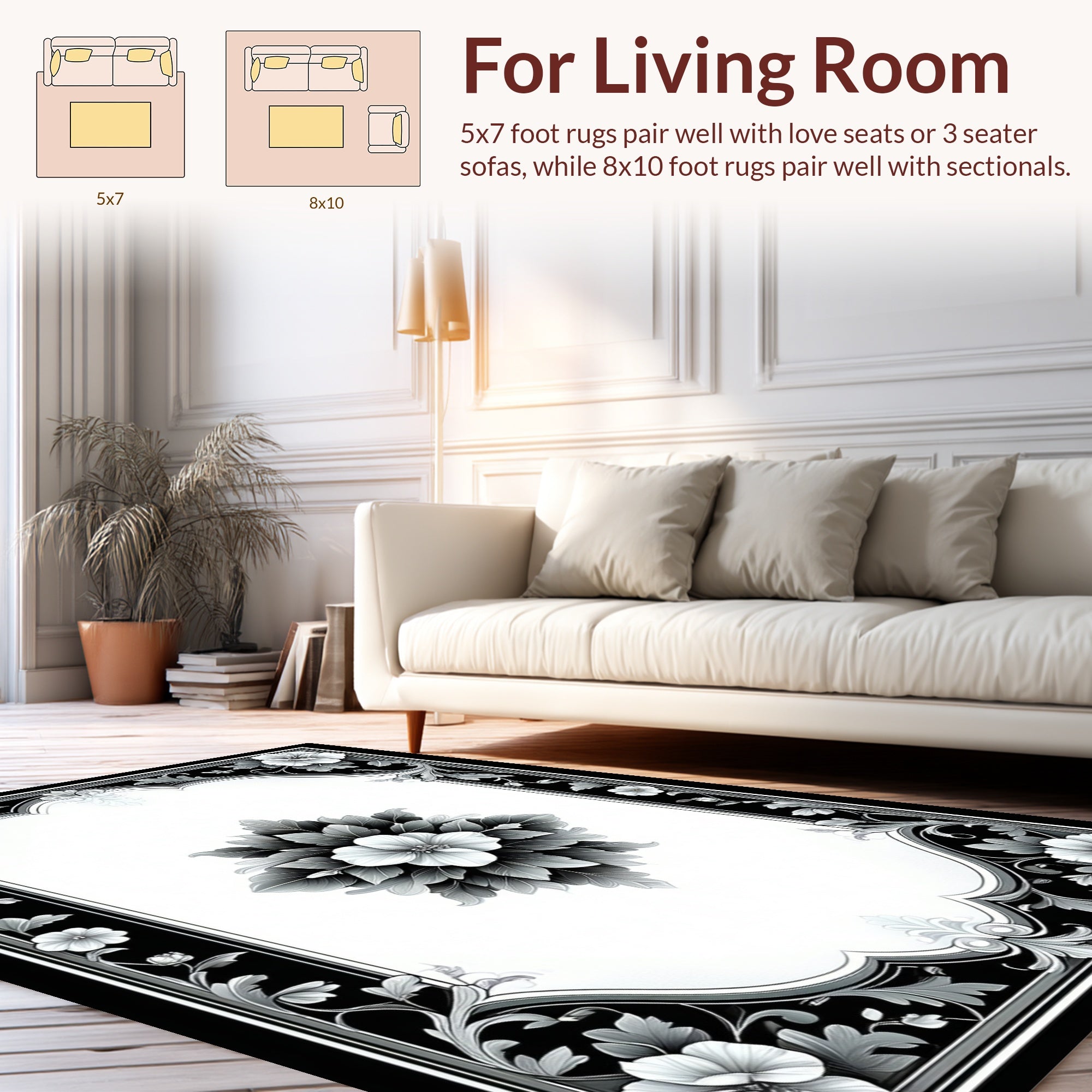 Ornate Floral Frame Design Rug