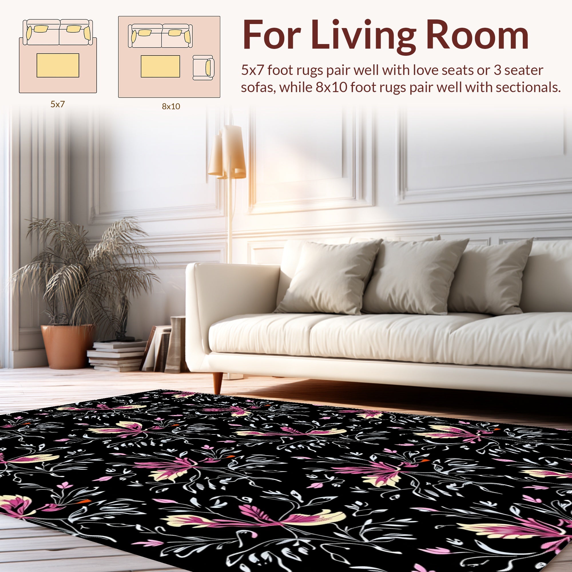 Classic Floral Dark Background Rug