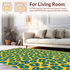 Bold Blue Floral Spot Pattern Rug