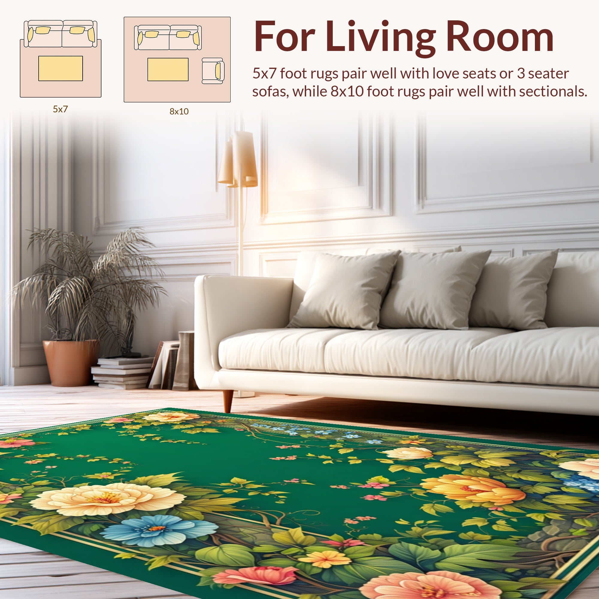 Elegant Floral Vine Frame Rug