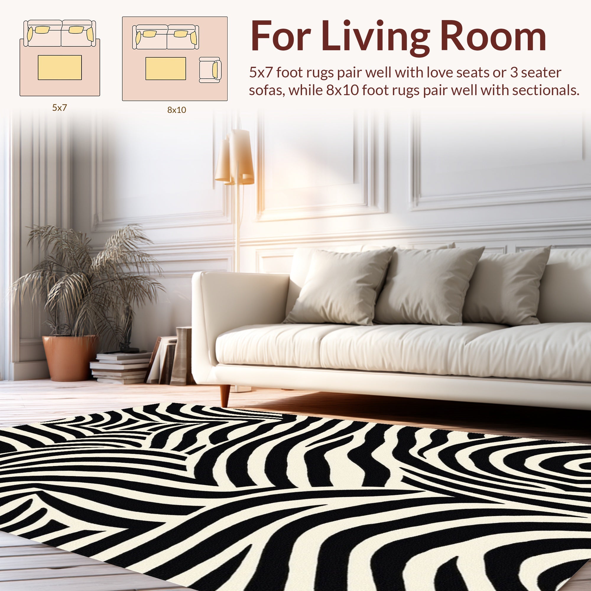Abstract Black White Zebra Stripe Rug