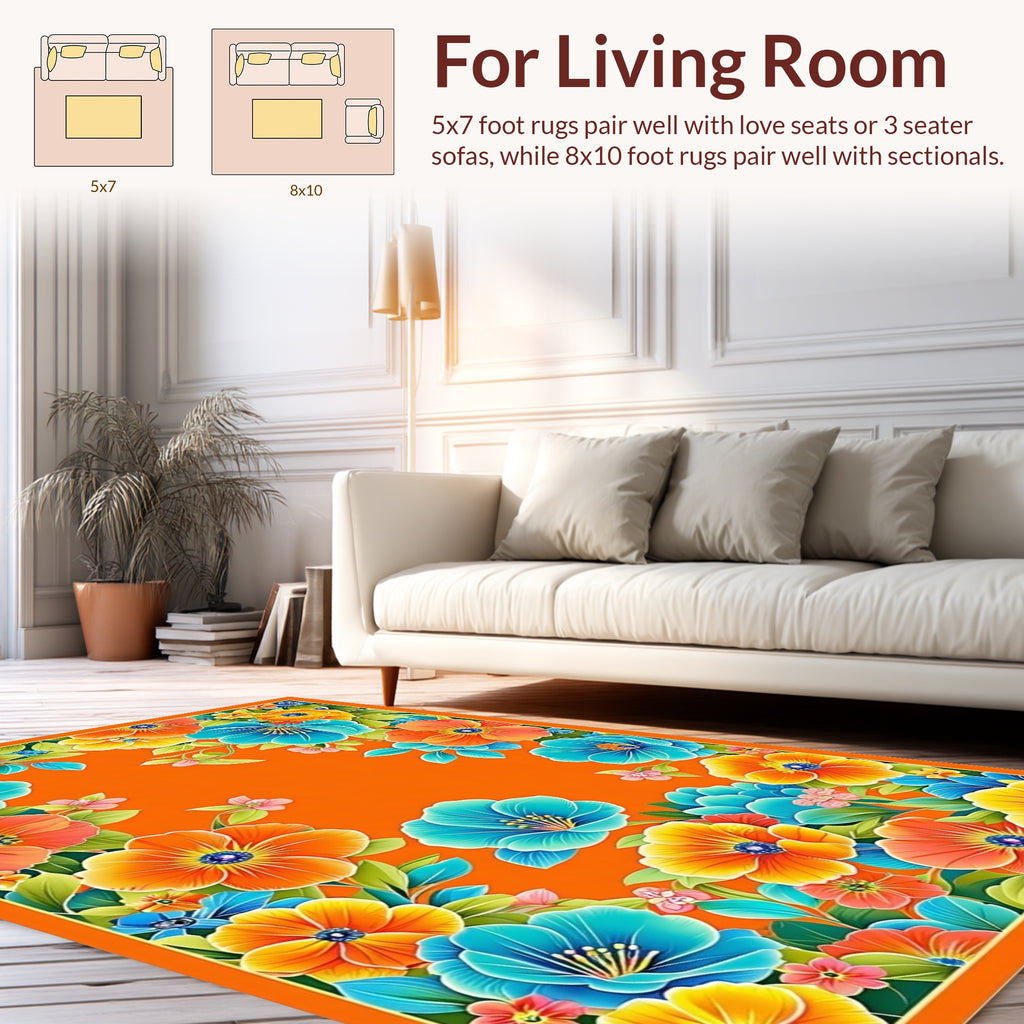Vibrant Floral Pattern Accent Rug