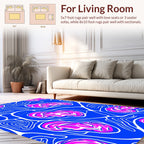 Vibrant Blue Pink Organic Swirl Rug