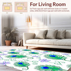 Peacock Feather Floral Swirl Pattern Rug