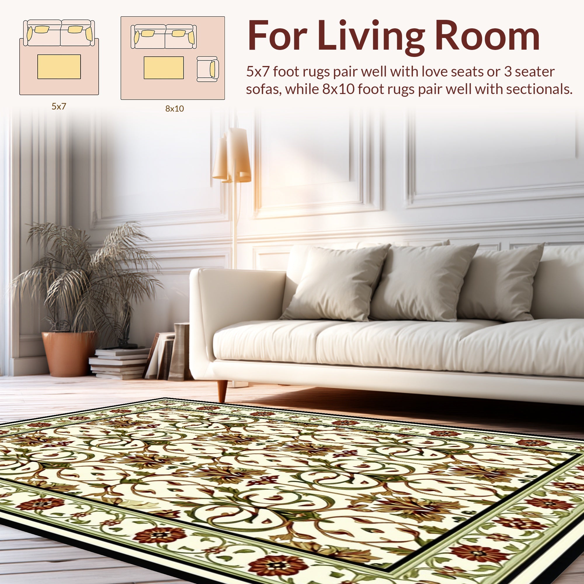 Classic Floral Vine Patterned Rug
