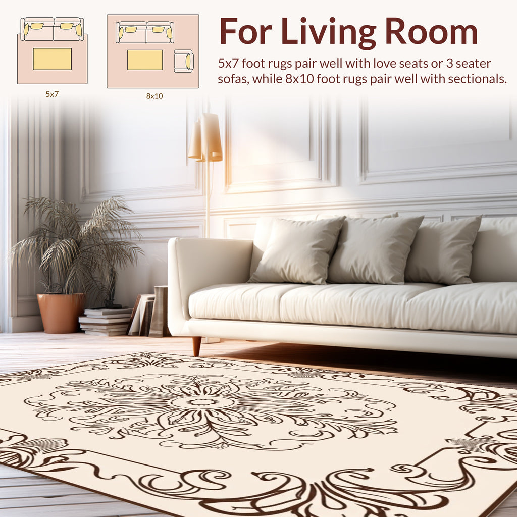 Ornate Floral Scrollwork Design Rug