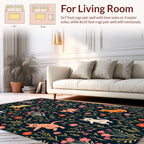 Playful Cats Among Floral Garden Rug