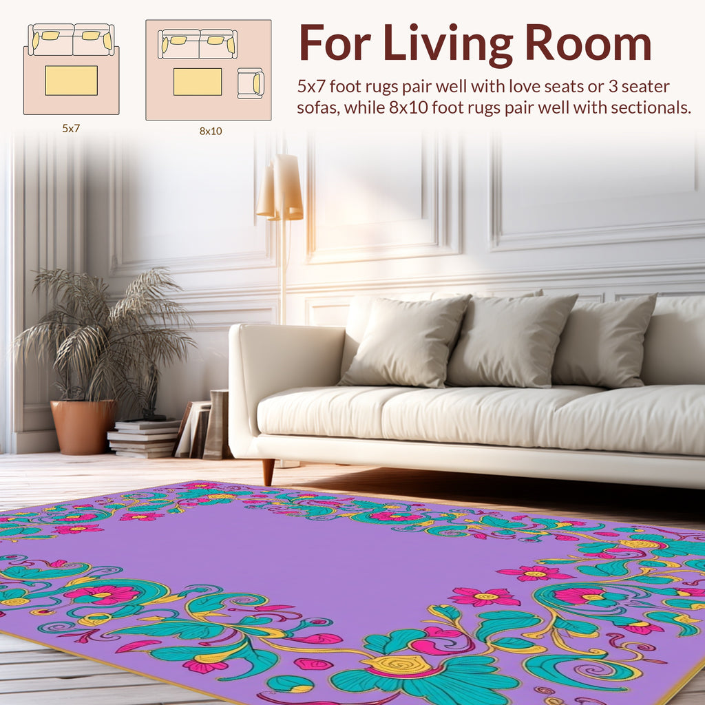 Vibrant Floral Swirls Ornament Rug