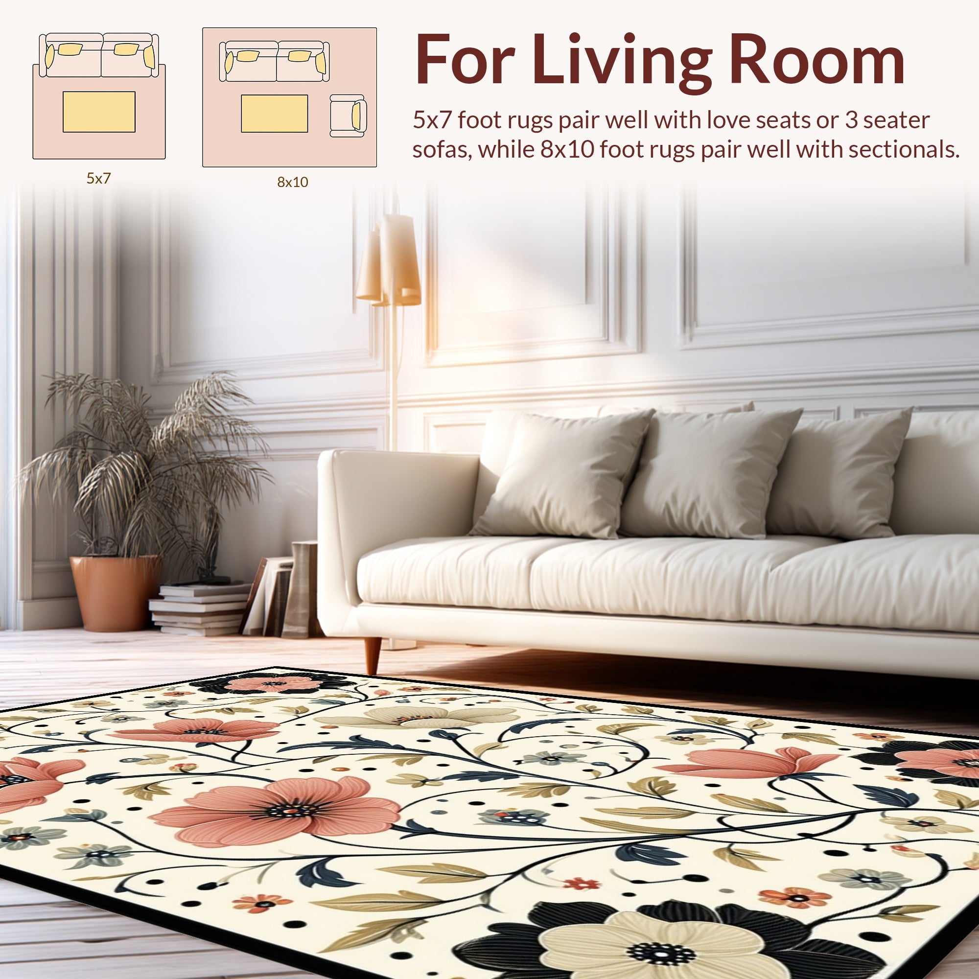 Floral Vine Pattern With 7 Colors Rug