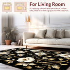 Elegant Floral Accented Black Rug
