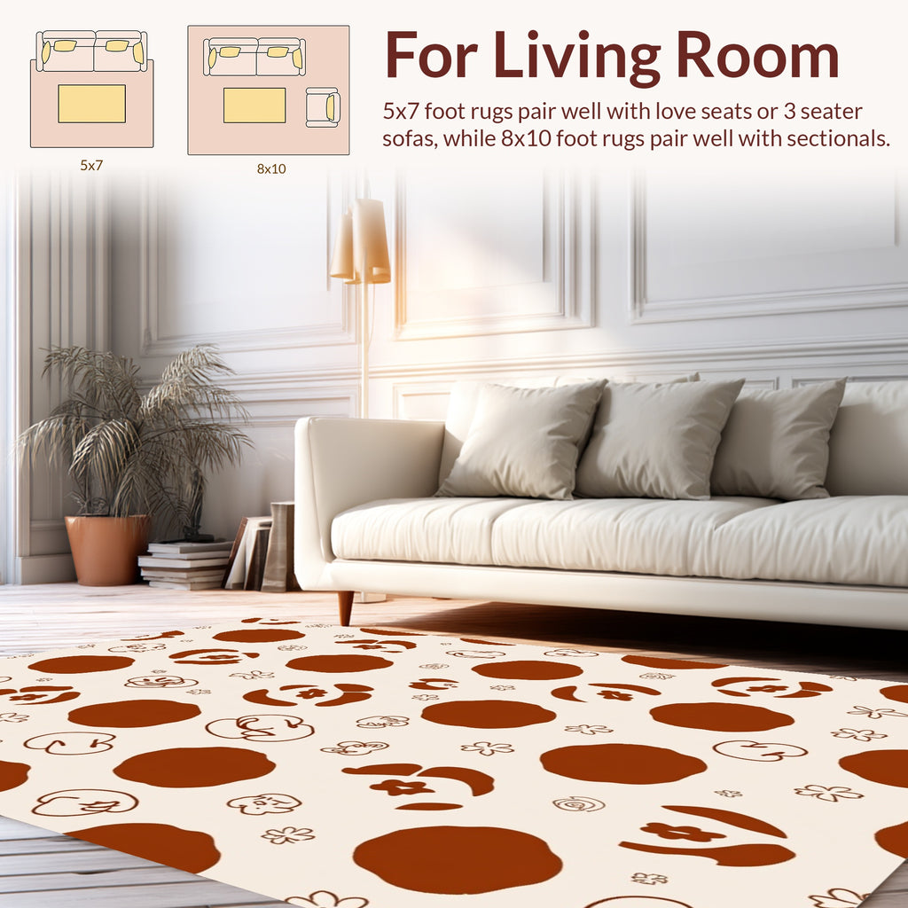 Bold Dot Floral Outline Pattern Rug