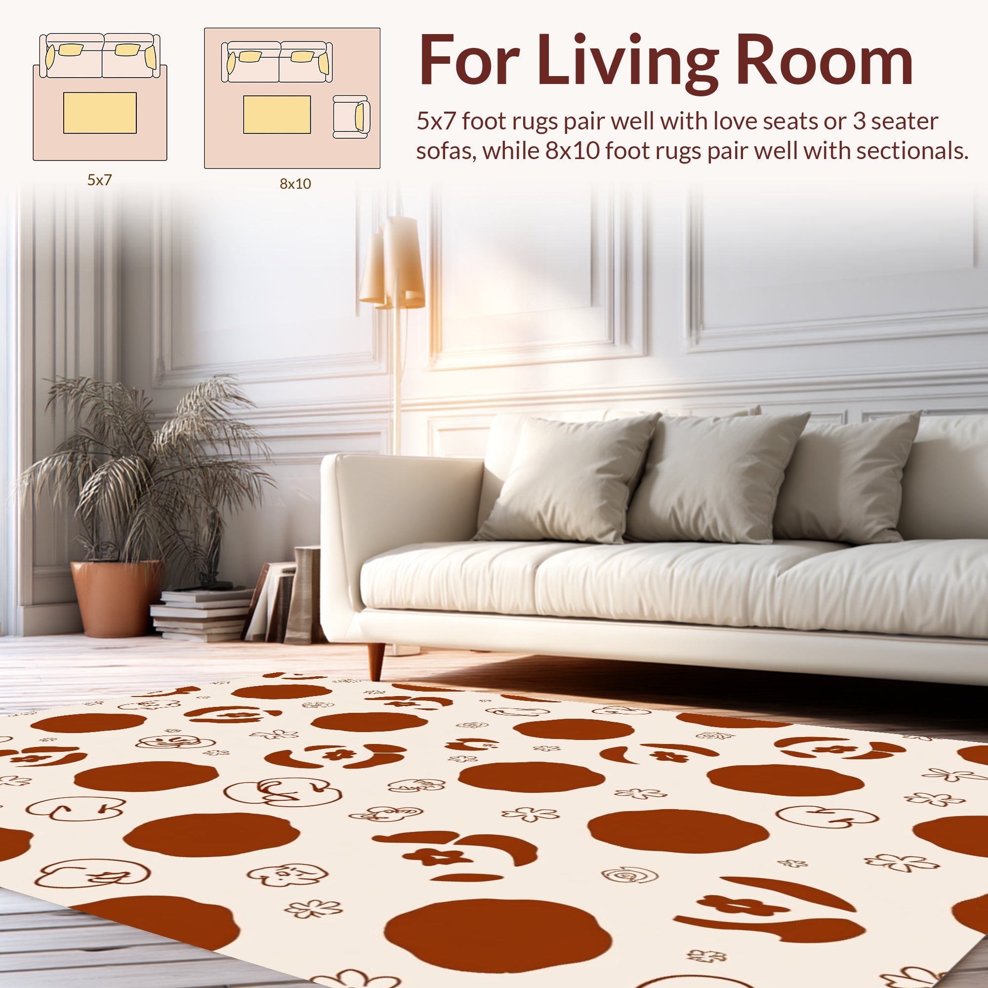 Bold Dot Floral Outline Pattern Rug