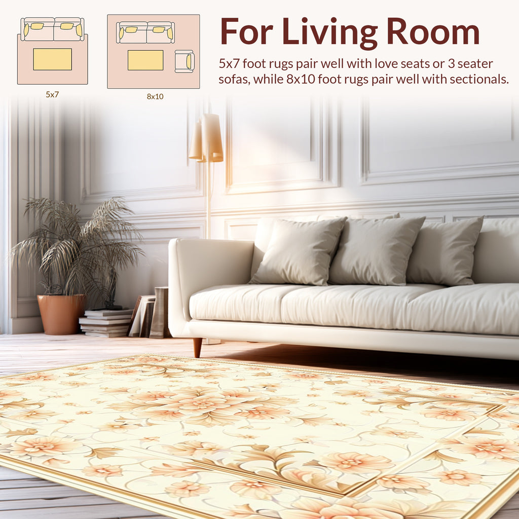 Elegant Floral Patterned Light Rug